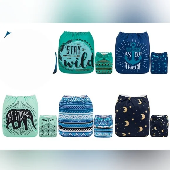 BRAND NEW- ALVABABY Color Snaps adjustable baby cloth diapers 5pc, 10pc inserts - Picture 8 of 8